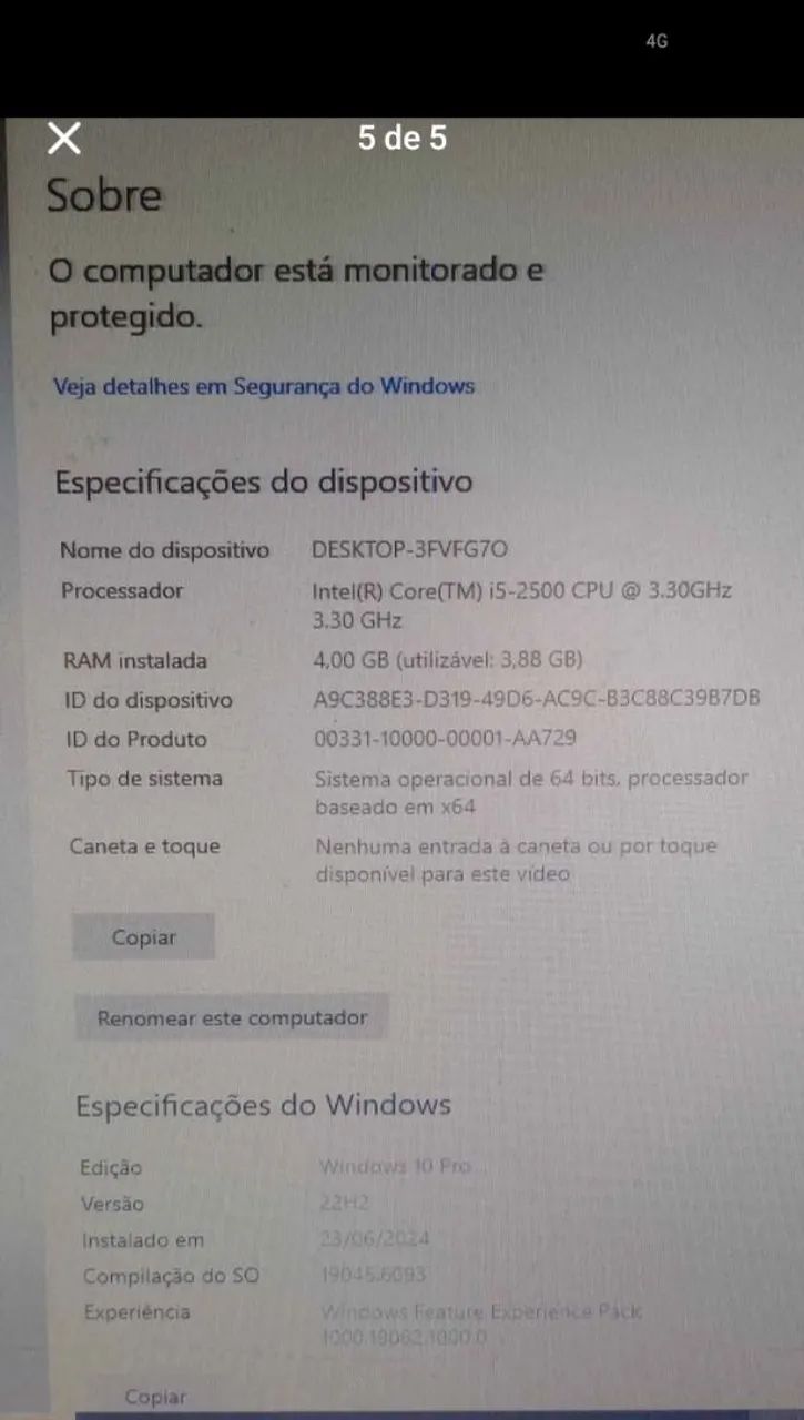 CPU i5 windows 10 pro - Foto 3