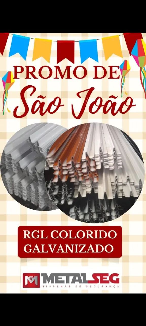 Promoção São João: Telhas RGL Colorido Galvanizado