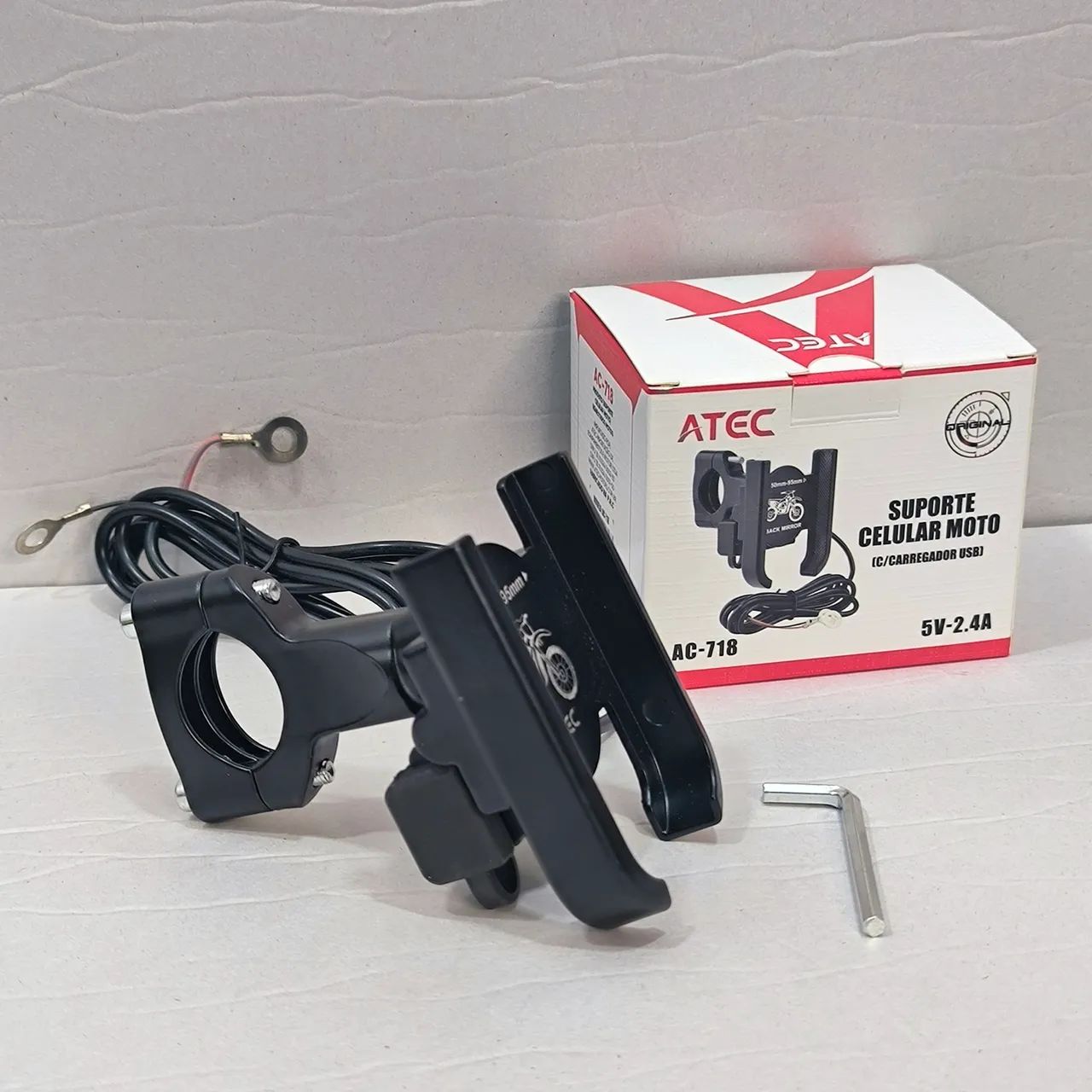 Suporte de moto para celular com carregador USB 