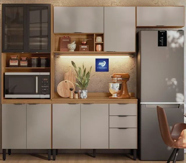 Oferta Cozinha Modulada Sofisticada com Vidro Fumê - Foto 2