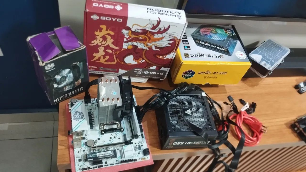 Kit placa mãe + fonte + Air cooler