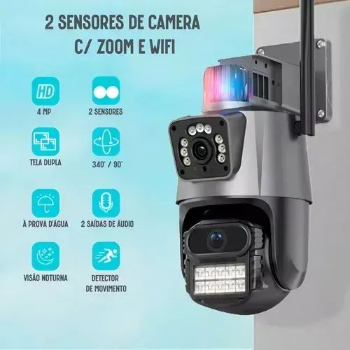 Camera Segurança Externa Lente Dupla 4k 6mp com sirene policial - Foto 5