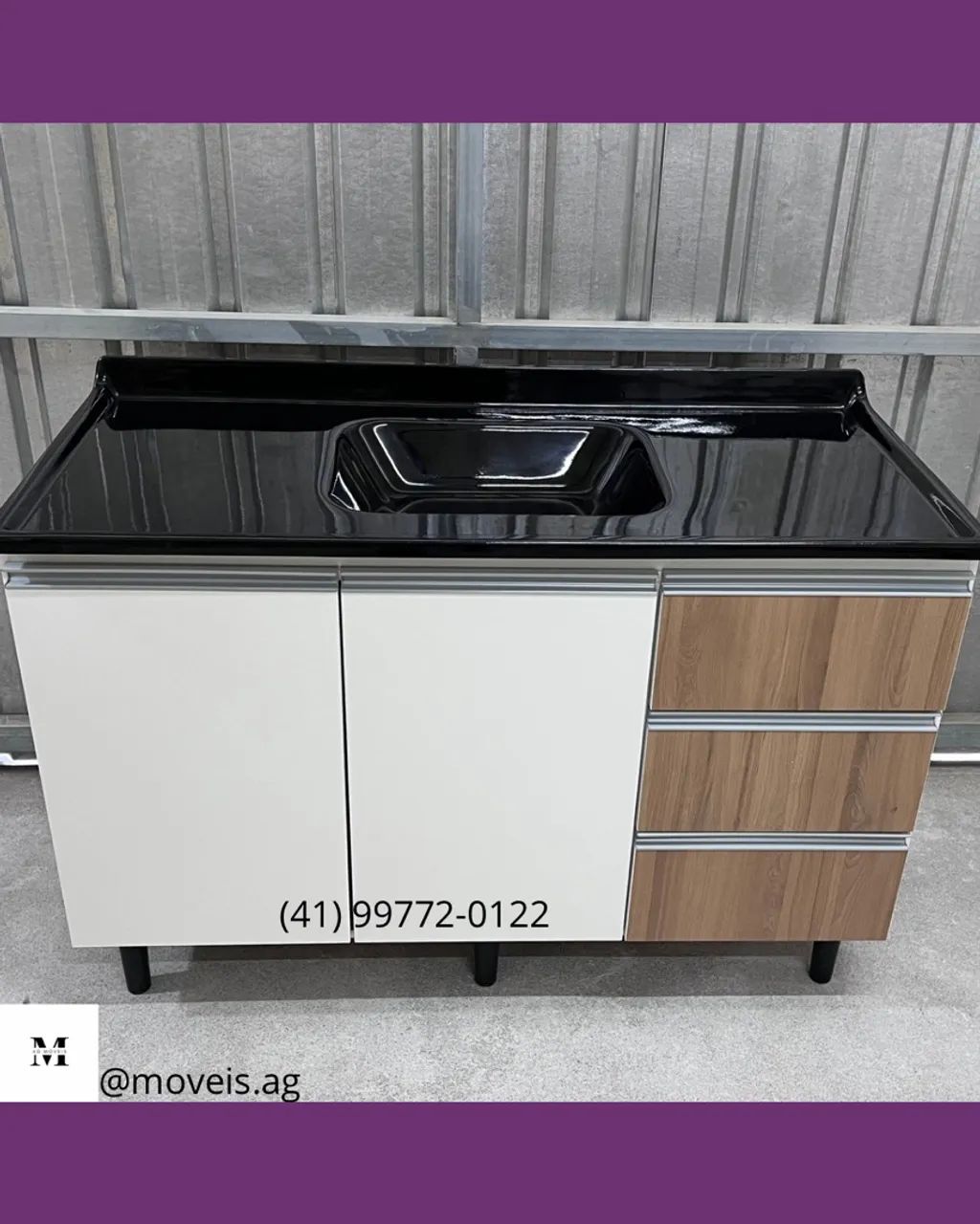 Pia de Cozinha 3 gavetas com Cuba - Entregamos 