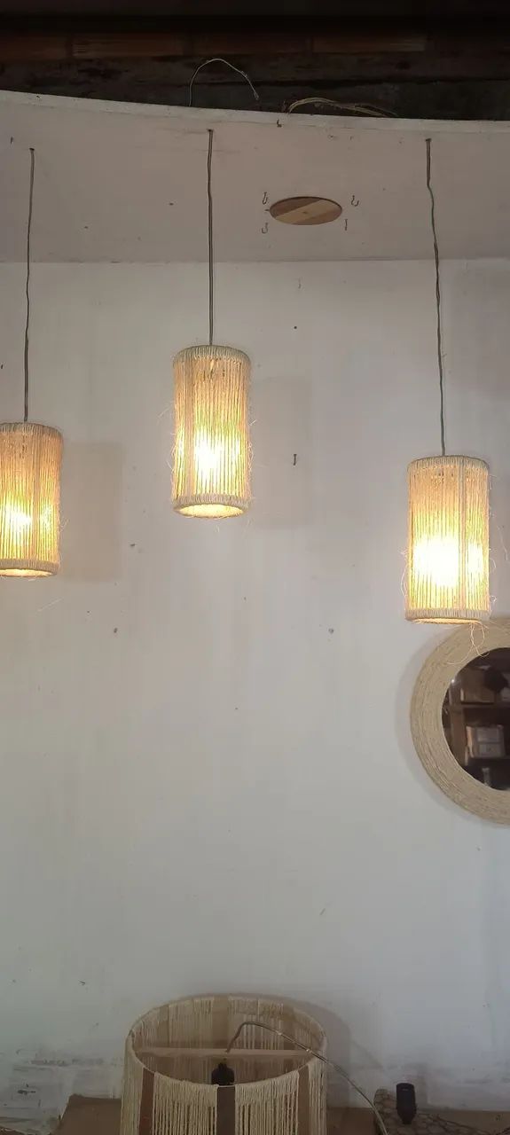 Super promoção luminária feita com fibra de sisal 38,00 cada  - Foto 6