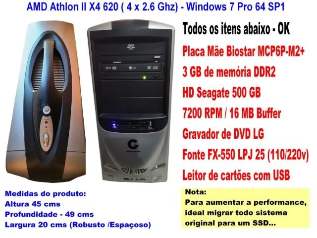 Computador AMD Athlon II X4 620 ( 4 x 2.6 Ghz)