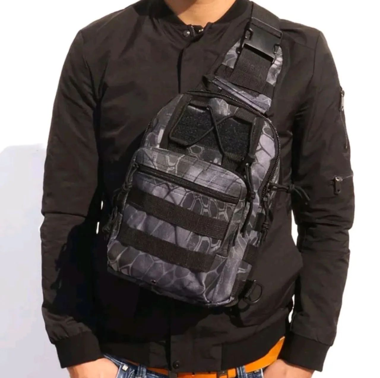 Bolsa Transversal Militar Peito E Ombro Impermeável Masculina - Foto 3