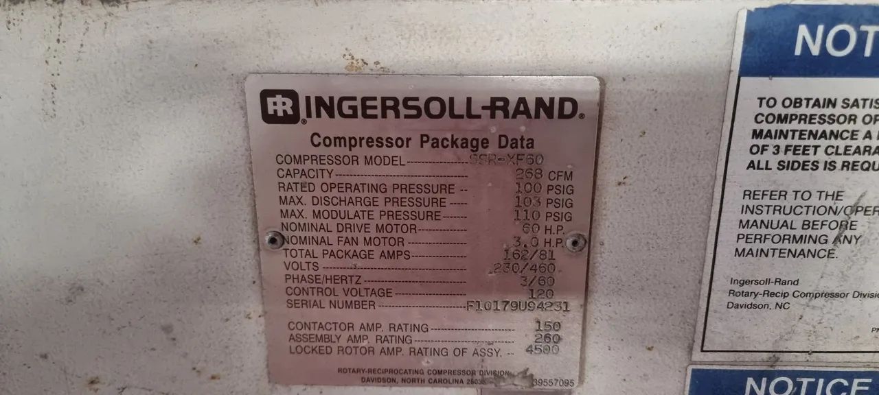 COMPRESSOR De AR PARAFUSO INGERSOLLRAND 268 PÉS