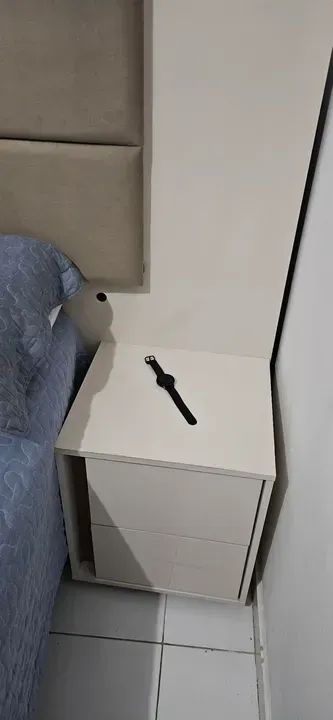 Cabeceira de Cama Com Leds e 2 Criados Mudos - Off White  - Foto 3