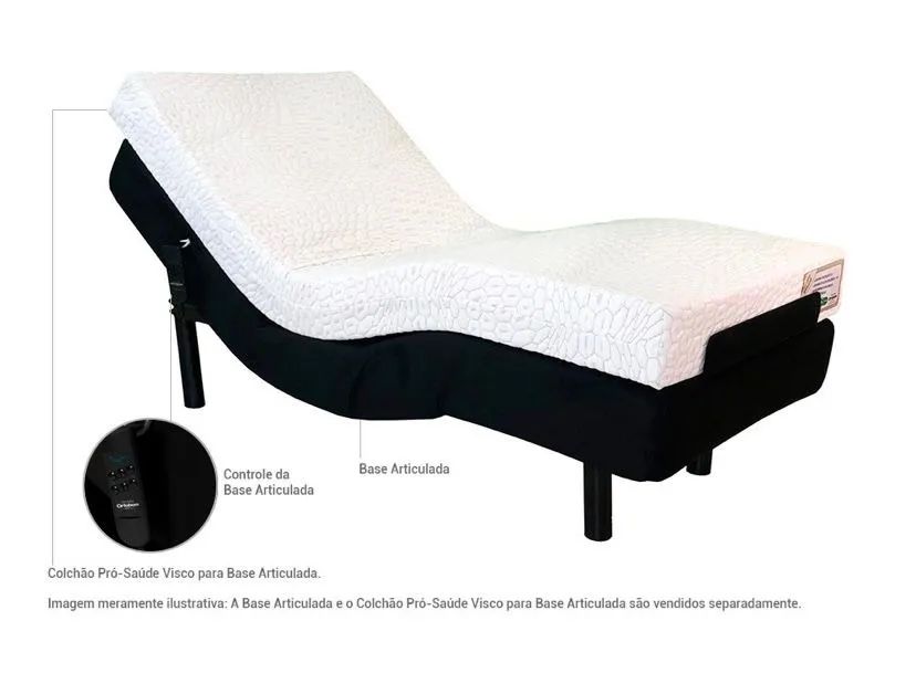 Cama articulada e Colchão Pró-Saúde Visco para Base Articulada