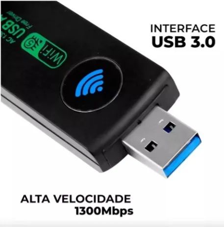 Adaptador Wireless Wifi Dual Band 2 5g alta velocidade 1300mbps Usb 3.0 KP-AW162 2 antenas - Foto 3