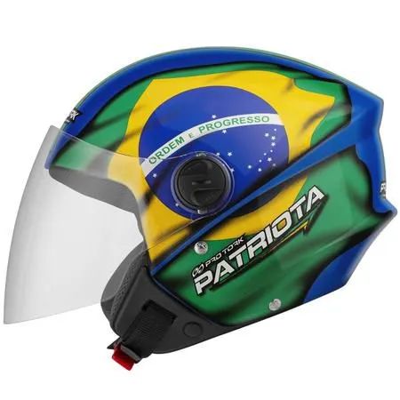 Capacete Aberto Pro Tork New Liberty Three Patriota(Bandeira do Brasil) Azul