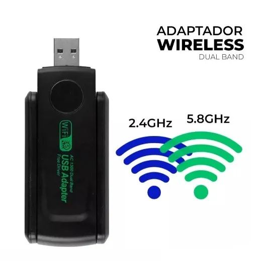 Adaptador Wireless Wifi Dual Band 2 5g alta velocidade 1300mbps Usb 3.0 KP-AW162 2 antenas - Foto 2