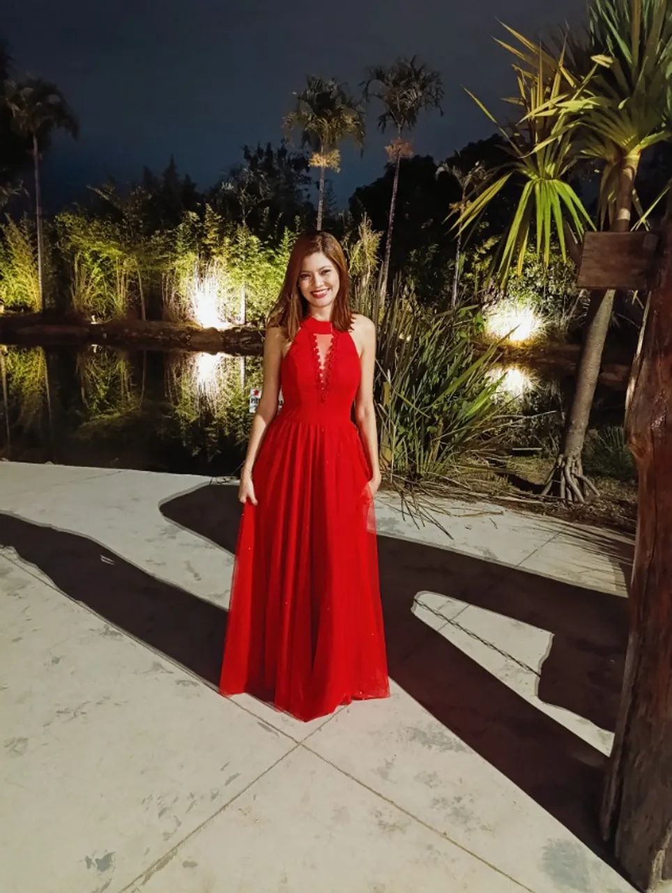 Vestido longo vermelho de festa usado vez, tamanho P Roupas