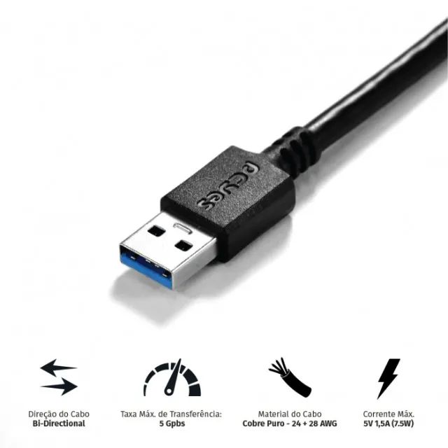 Cabo para Hd Externo Usb a 3.0 Macho para Micro Usb b 3.0 (10 Pinos)Macho *ENTREGA GRÁTIS* - Foto 5