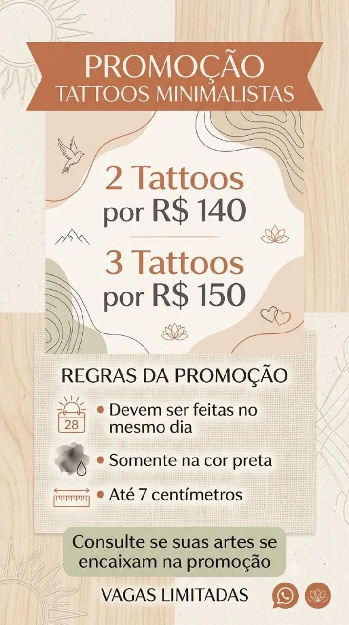 Promoção de tattoo minimalistas 