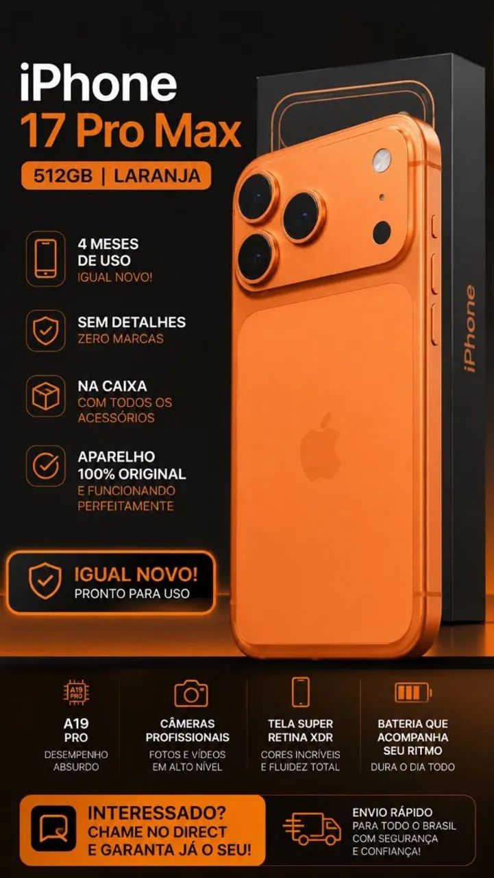 iPhone 17 Pro Max 512GB Laranja