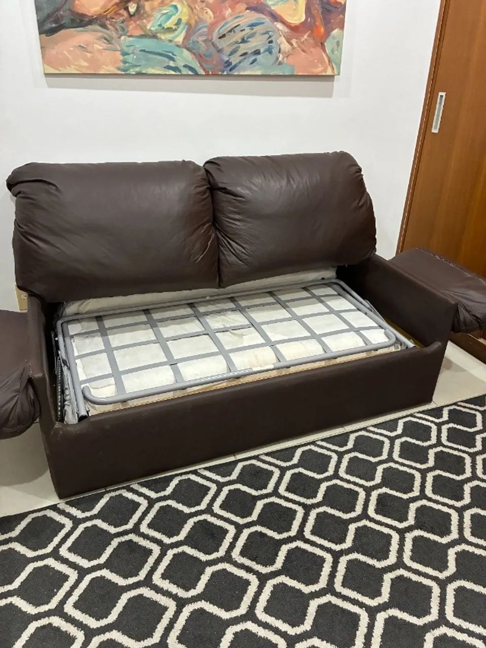 SOFÁ CAMA COURO SINTÉTICO COM ESTRADO E COLCHÃO DE VERDADE - Foto 2