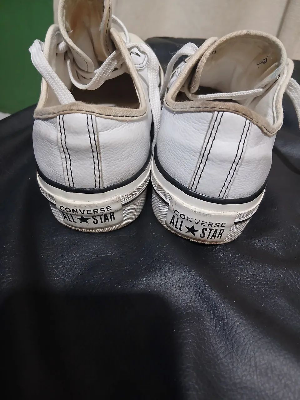 Tênis Converse All Star Plataforma Couro Branco - Original ótimo estado  - Foto 4