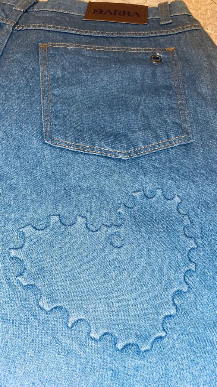 Bermuda Barra Crew jeans coração B azul - Foto 4