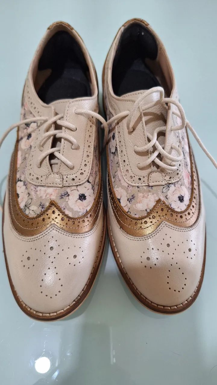 Sapato de couro violanta floral calça 36 - Foto 3