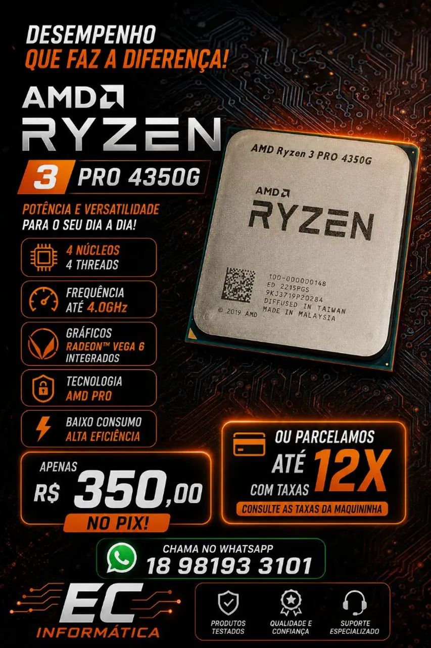 Processador Ryzen 3 Pro 4350G