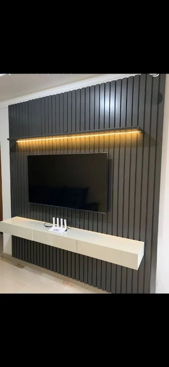 Painel ripado cinza 