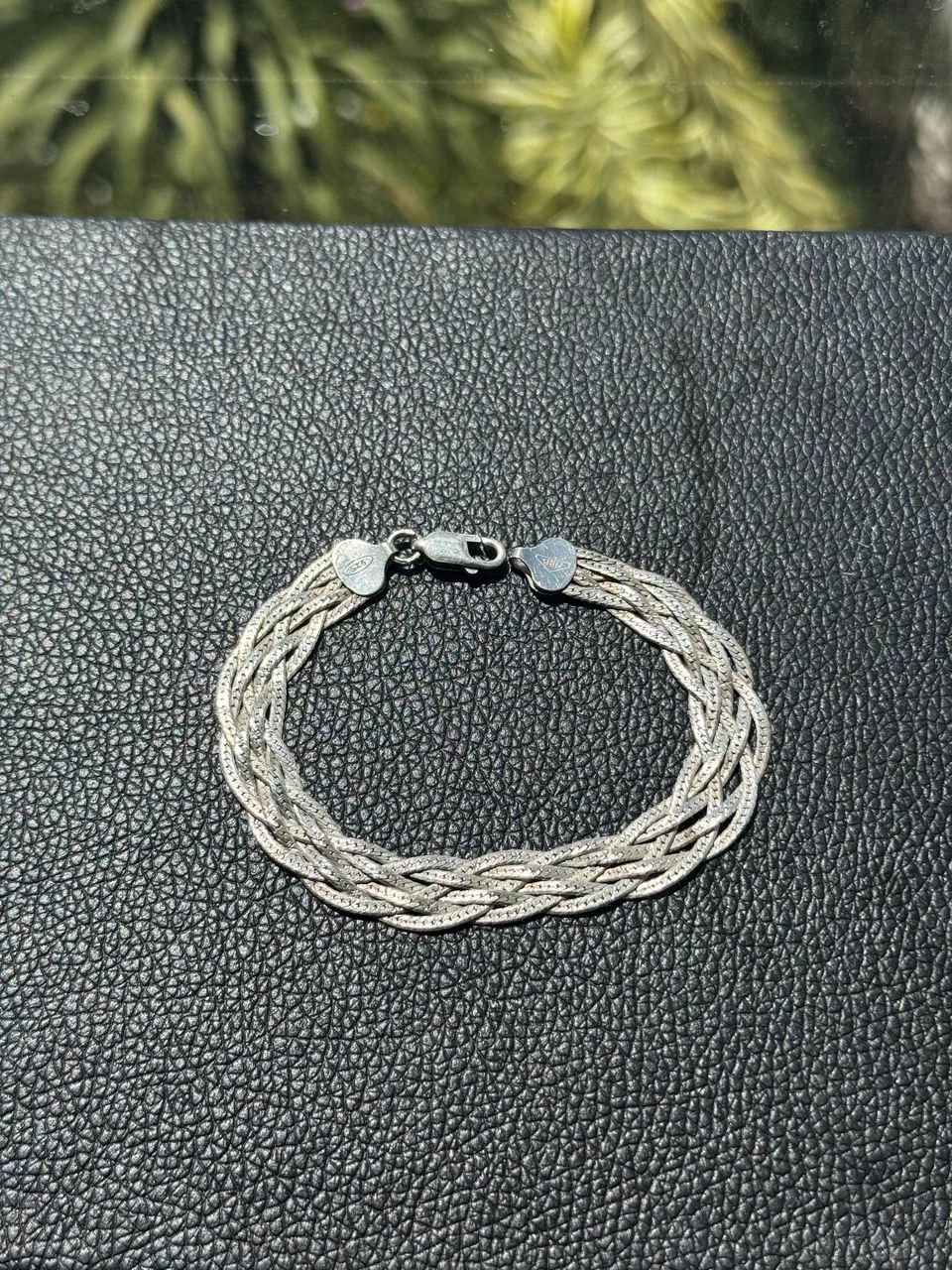 Pulseira trançada prata 925 - Foto 2