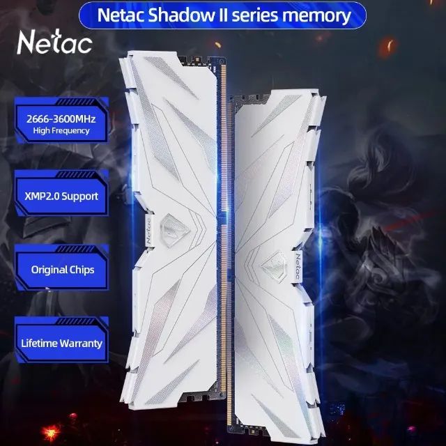 Memoria Netac 32GB (2x16GB) 3200Mhz CL16 Branca