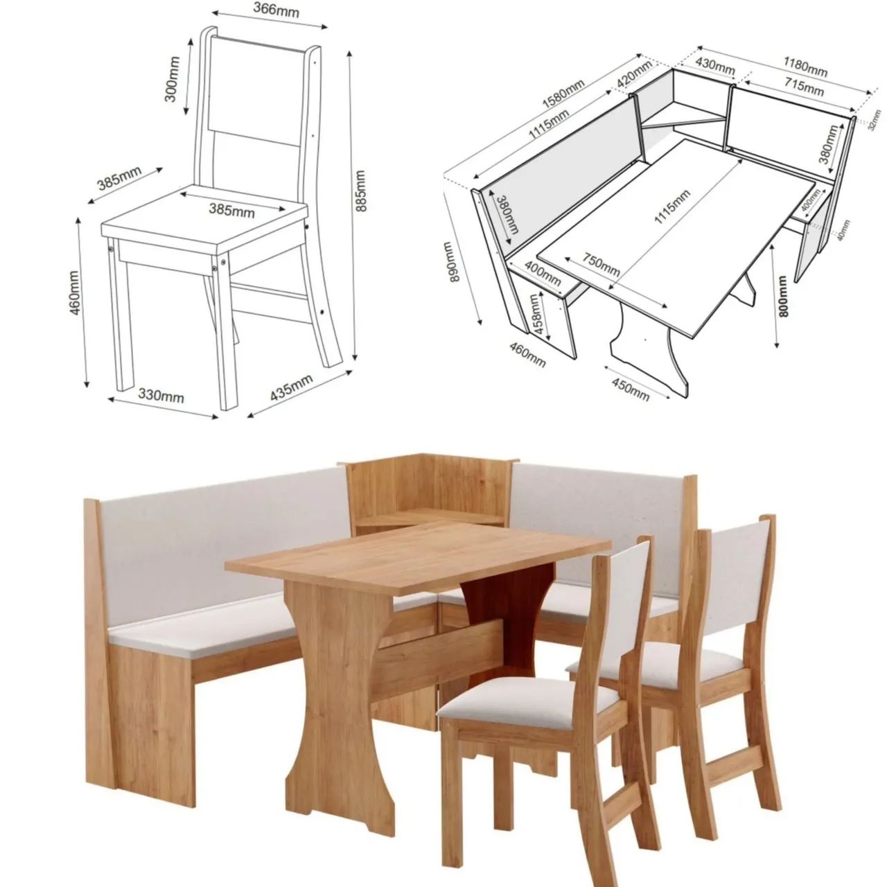Vendo Conjunto de canto Alemão (sem a mesa)  - Foto 3