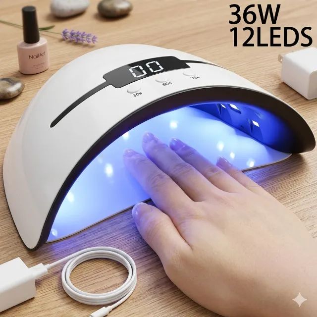 Mini Secador de Unhas UV/LED 36W com Temporizador, Sensor Automático e Entrada USB