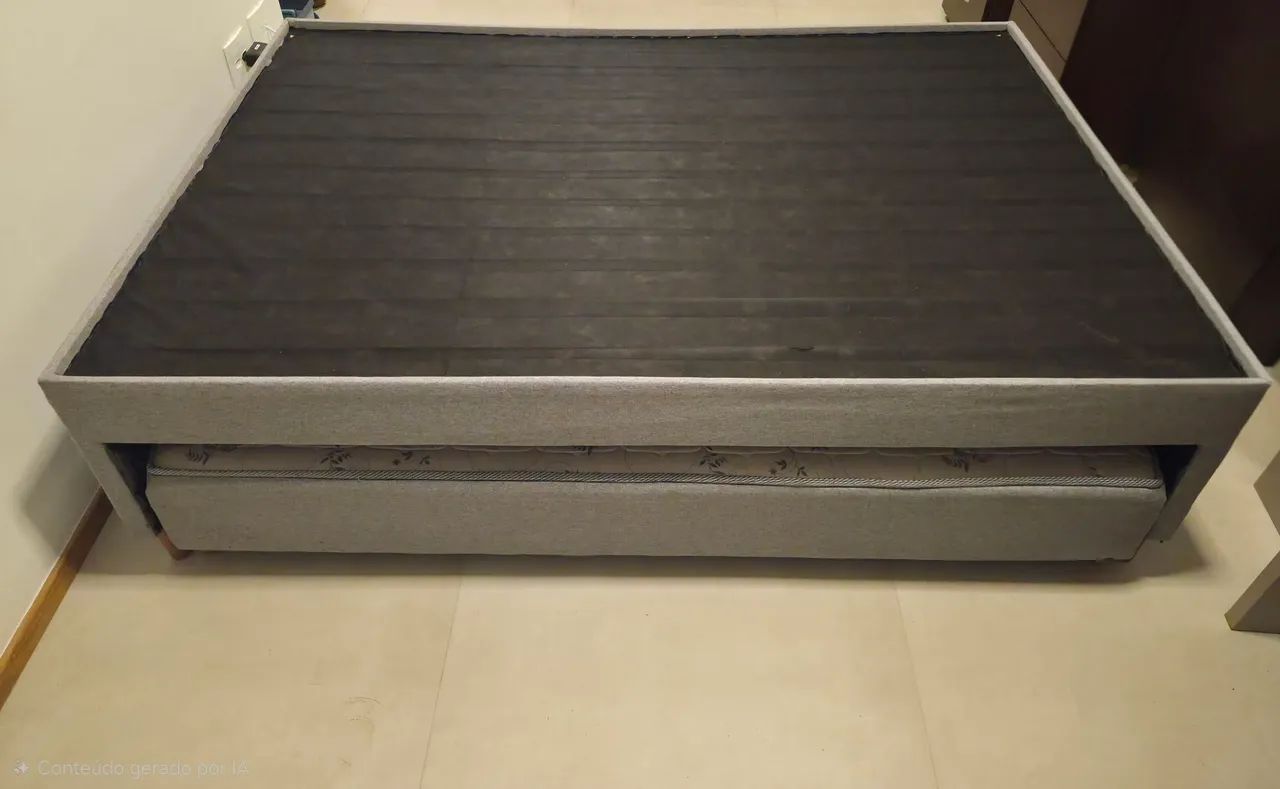 Base Cama  box + cama auxiliar Linho