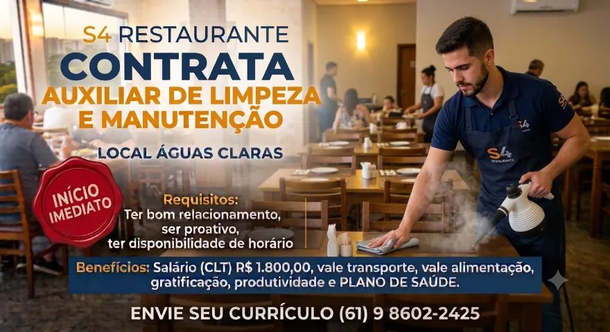 Vaga para Auxiliar de Serviços Gerais - Limpeza