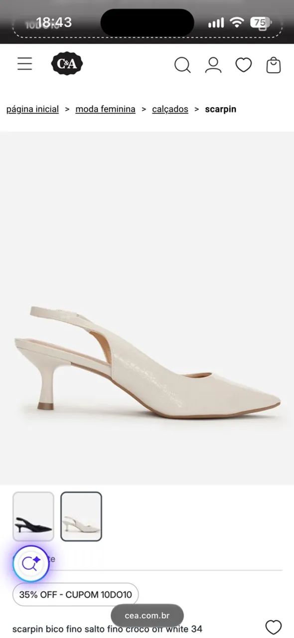 Scarpin branco tam 36 - Foto 5