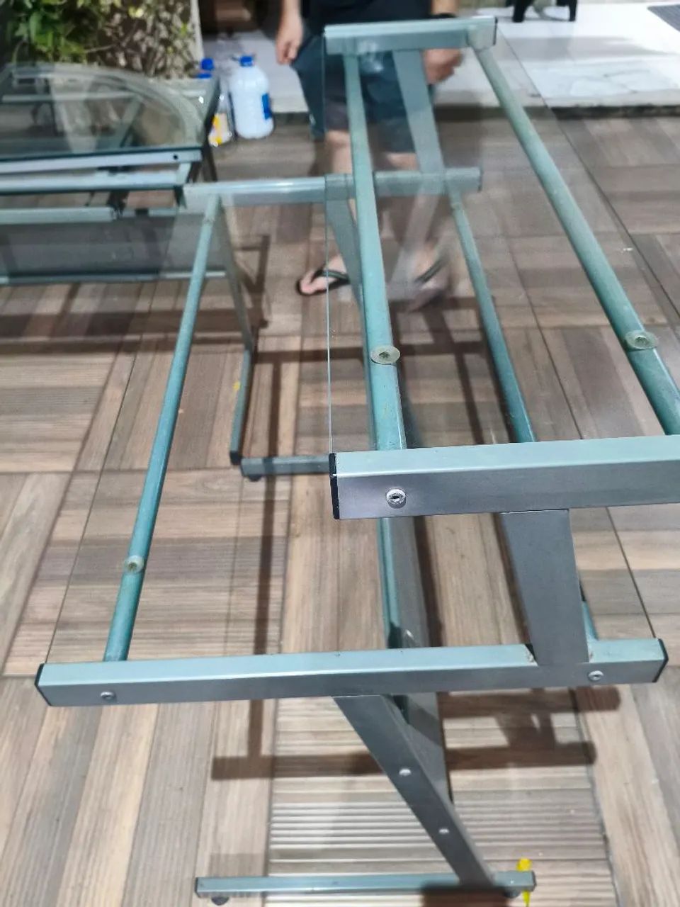 Mesa de Escritório Aço e Vidro