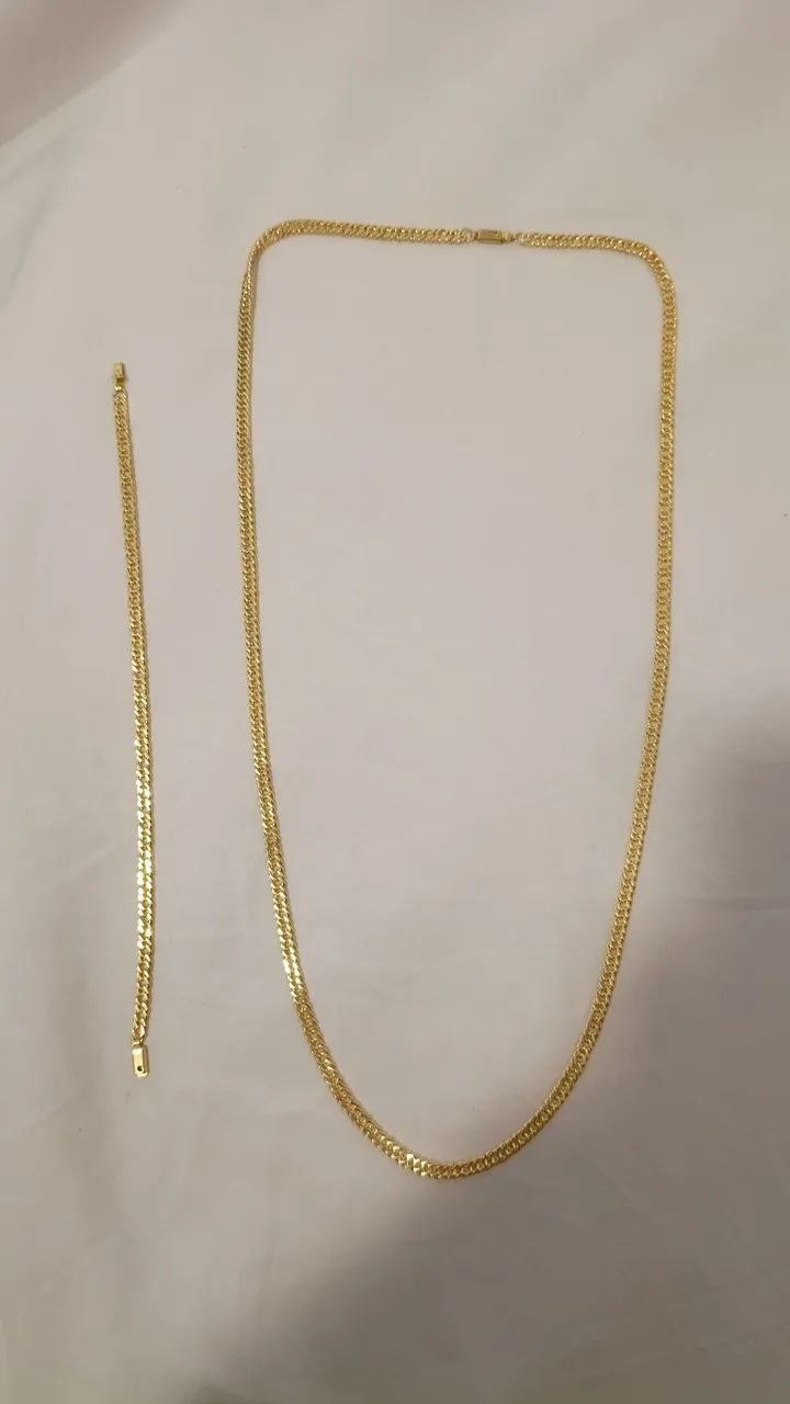 Corrente e pulseira de moeda antiga 4mm  - Foto 3