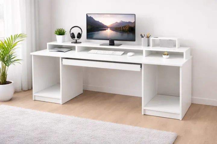 Mesa de Escritório Branca Moderna - Pronta Entrega