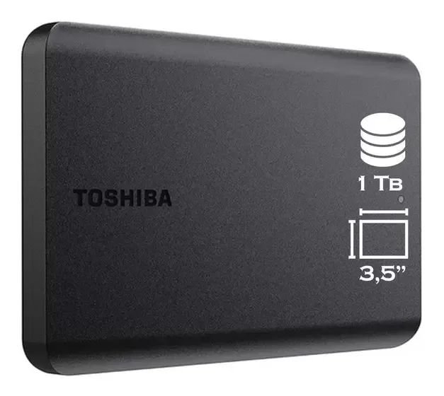 HD Externo Toshiba 1TB Canvio Basics Preto - Foto 2