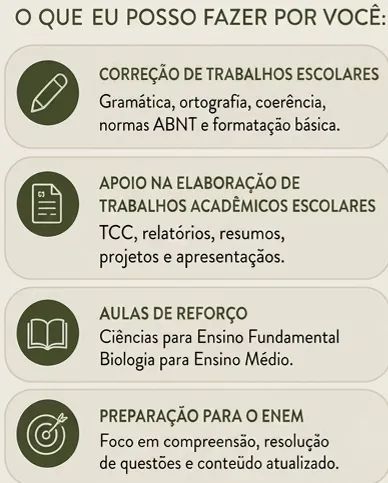 Aulas particulares de biologia para rede fundamental e médio