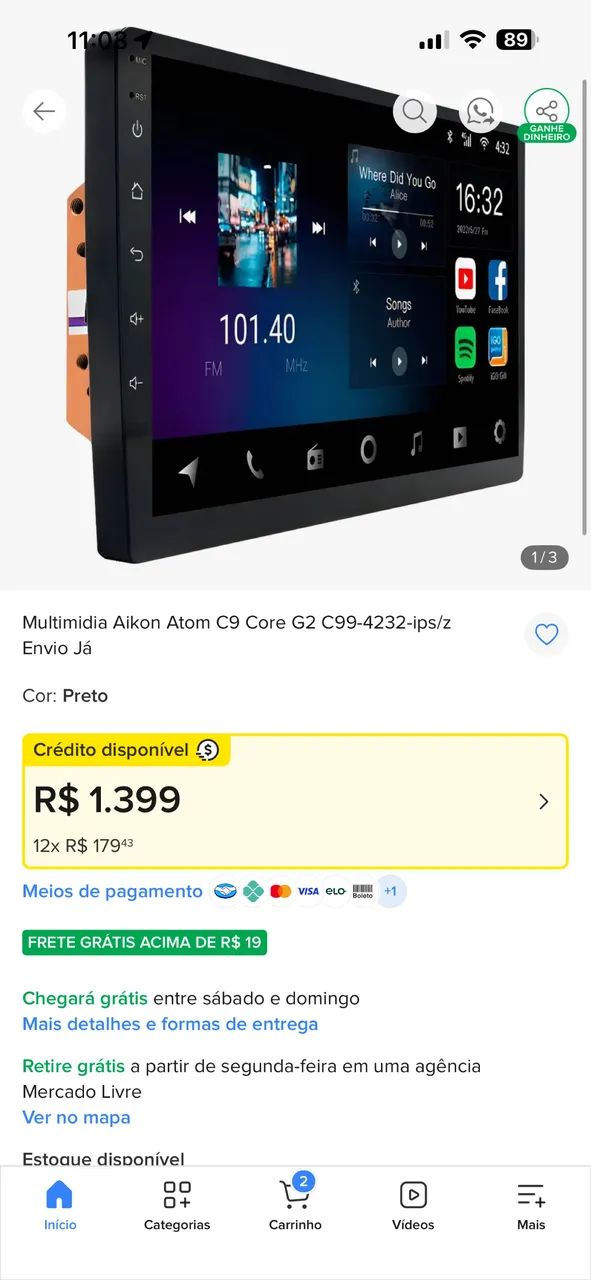 Multimídia aikon 9 polegadas + moldura para Jeep renegade - Foto 3