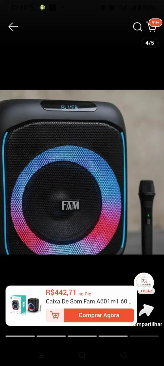 Caixa de som Fam A601 600w com microfone 