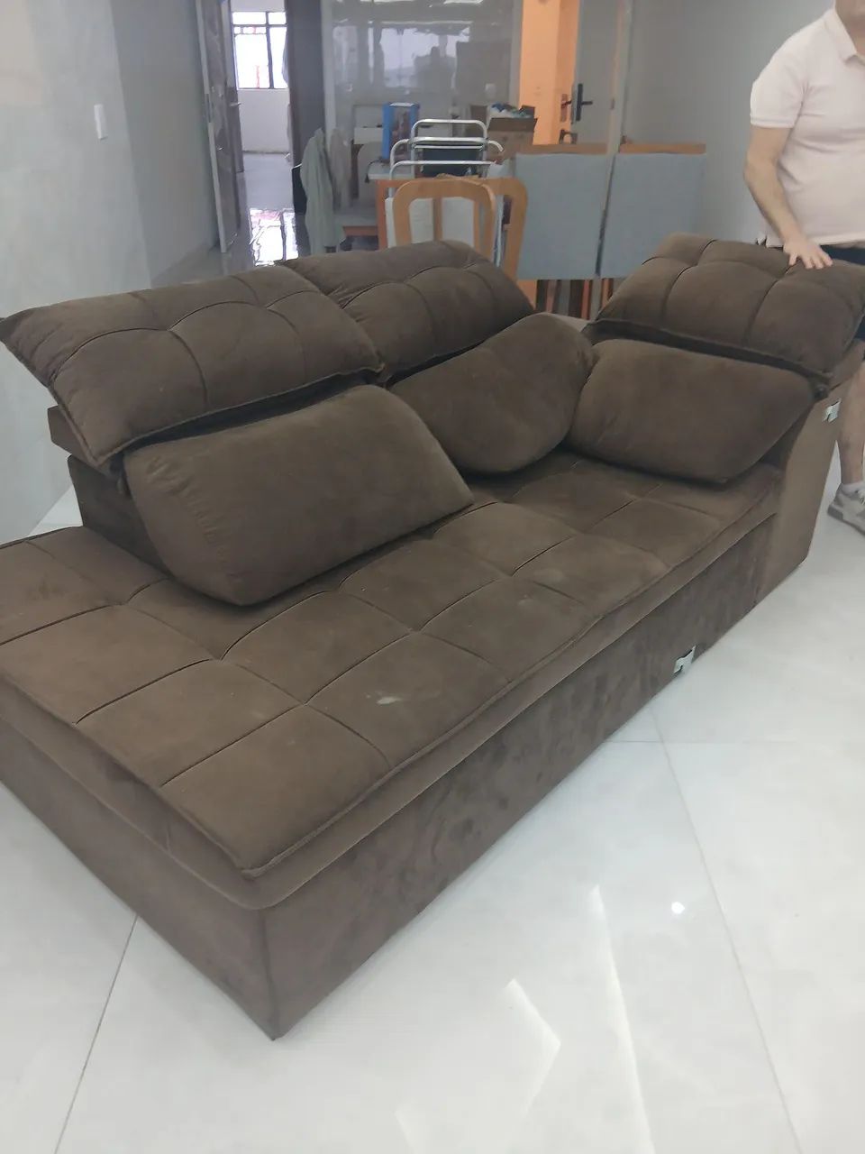 sofa semi novo em l retratil