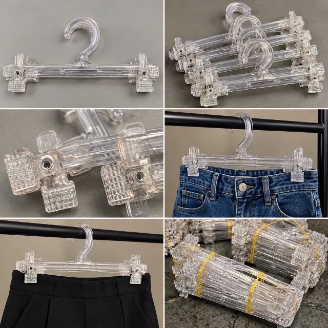 Cabide Acrílico Transparente com Presilhas para Calças e Saias - Usado