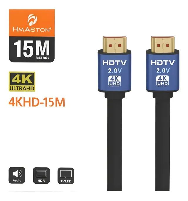 Cabo Hdmi 15 Metros 2.0 4k Ultra Hd Para Tv Projetor Notebook Loja COimbra COmputadores  - Foto 4