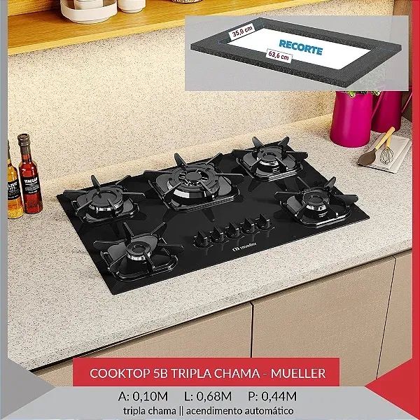 Cooktop Tripla chama