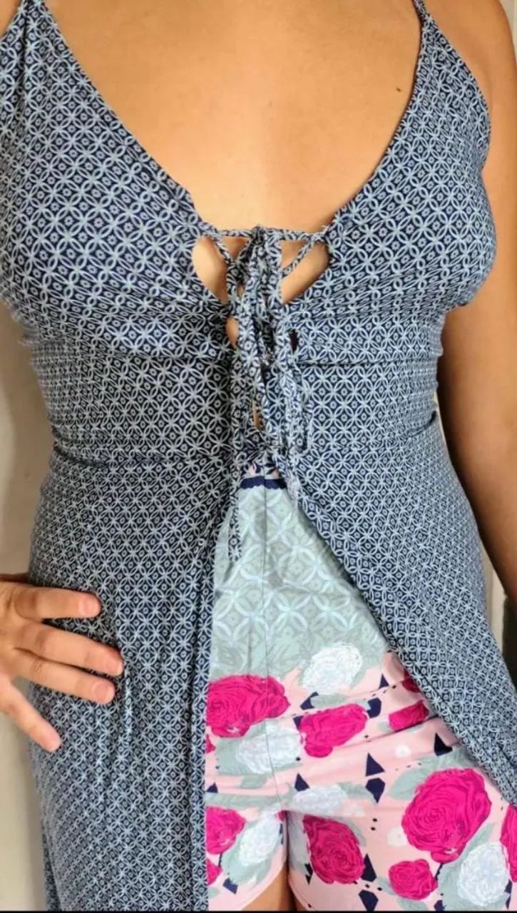 Vestido macacão longo florido perfeito Tam P - Foto 2