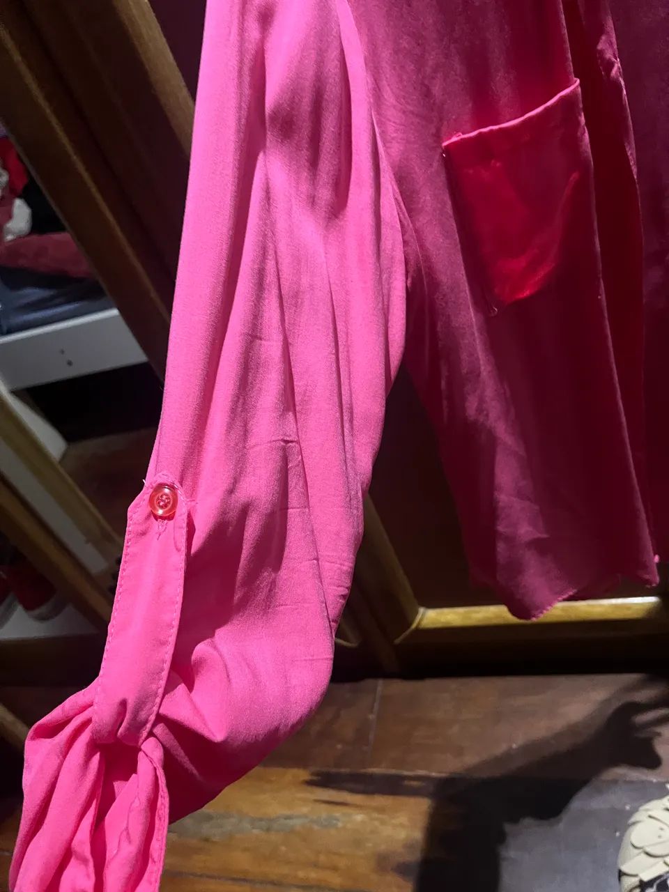 Camisa rosa em viscose - Foto 3