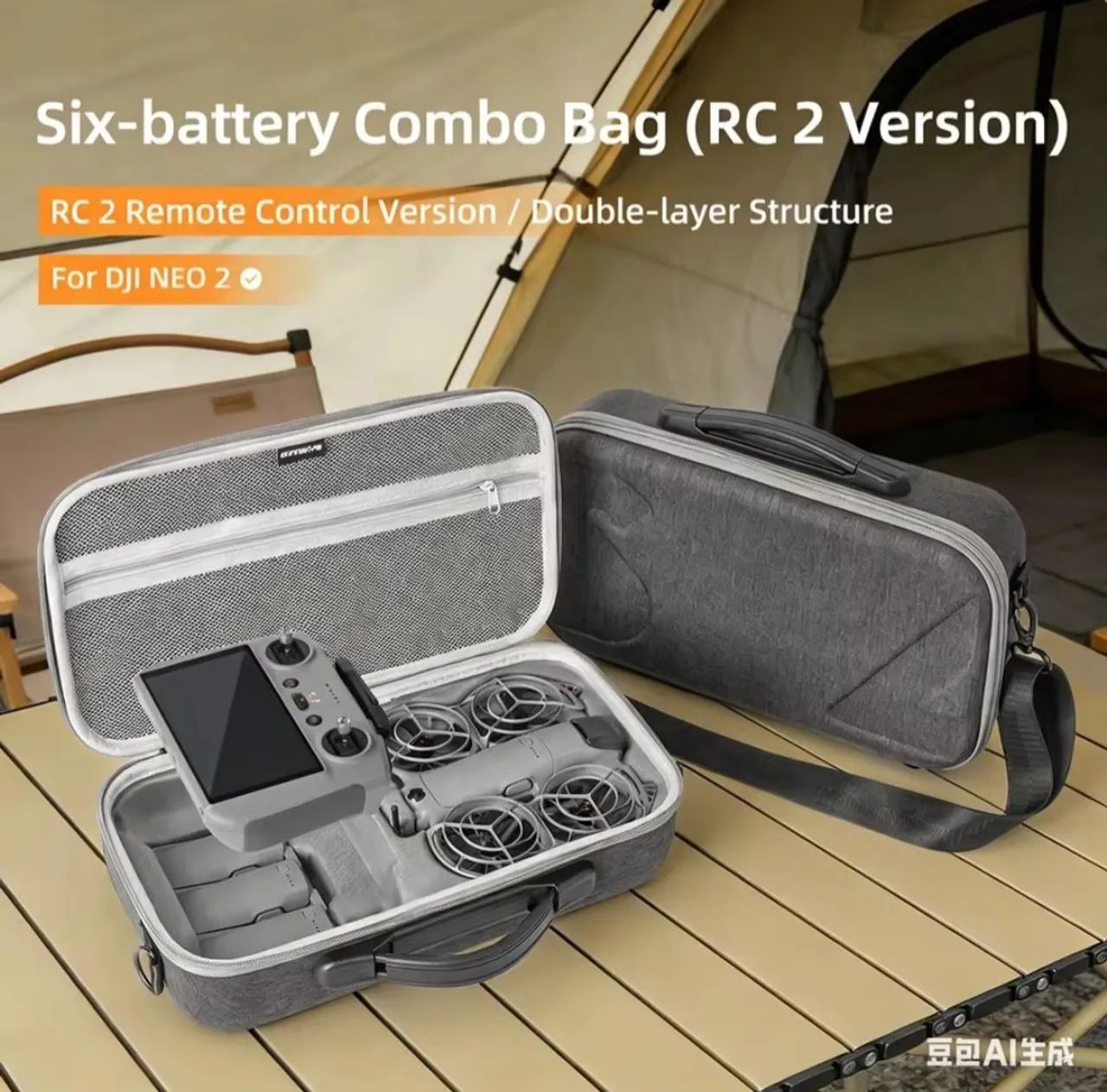 Case drone dji neo 2 controle com tela