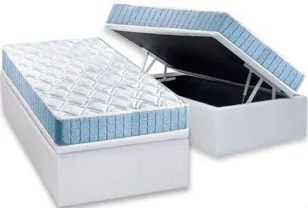 Colchão Solteiro D20 + Cama Base Baú Solteiro na cor Branca
