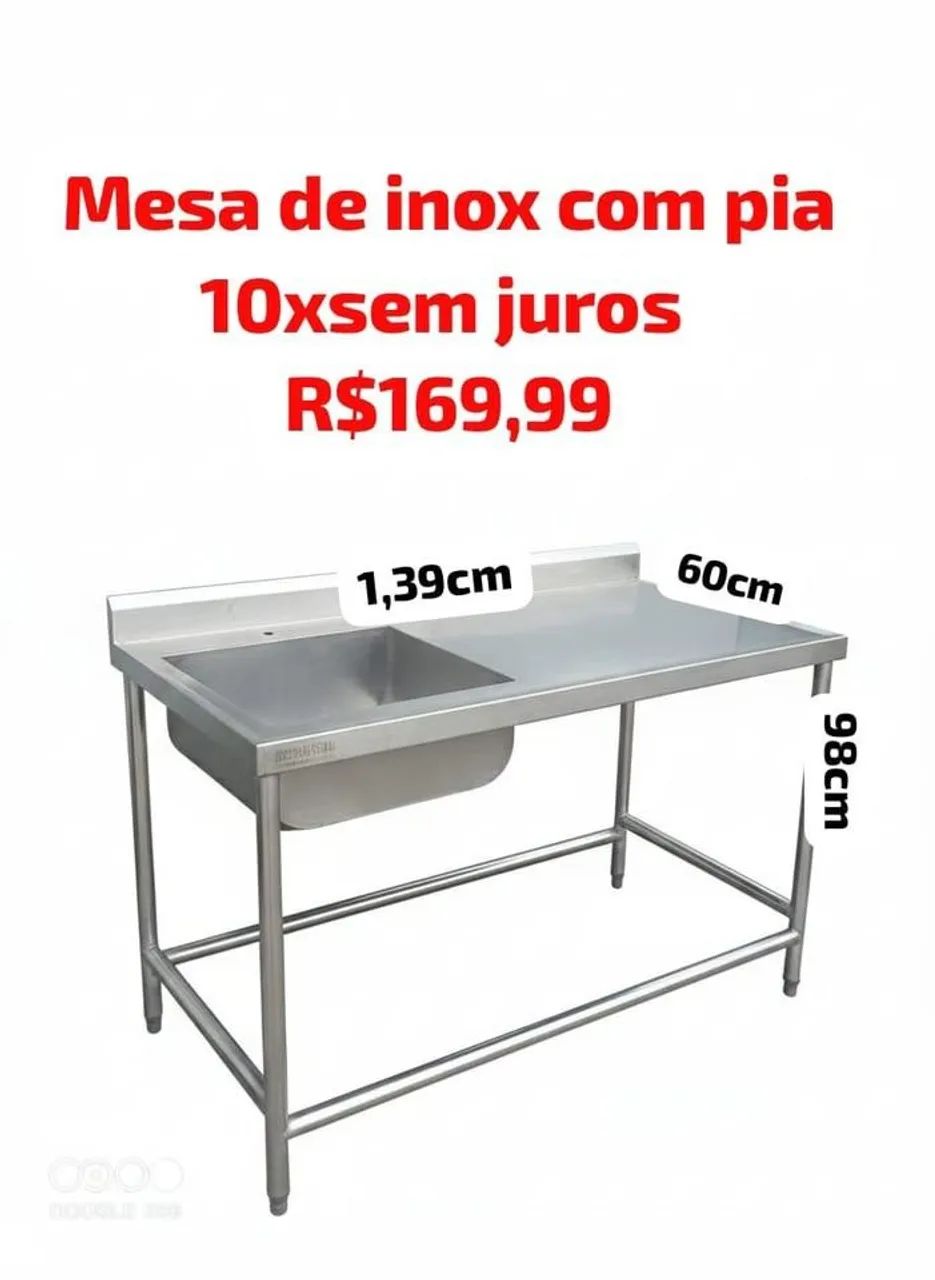 Mesa de inox com pia rasa 