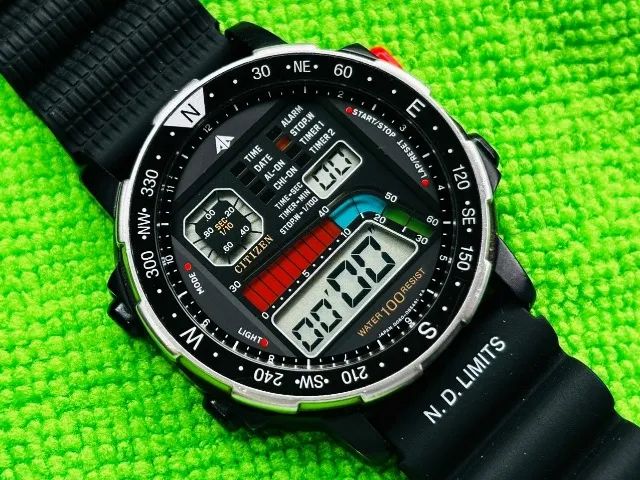 Citizen Windsurf D060 Black Zero na Caixa Anos 80 Época do